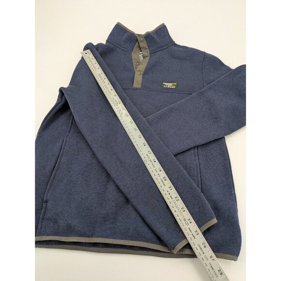 LL Bean Sweater Men's Small Navy Snap Button Fleece‎ Pullover Jacket 298050 - Picture 3 of 7